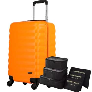 Imagem de Mala de Bordo 10kg em ABS para Cabine com Kit Organizador 6 Peças (ABS, Neo Laranja)