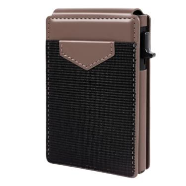 Imagem de Carteira masculina minimalista, carteira dobrável inteligente com bloqueio de RFID, porta-cartões de crédito de alumínio metálico, Preto, cinza, Carteira masculina Air Tag