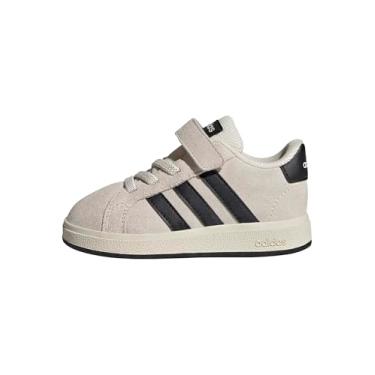 Imagem de adidas Tênis infantil masculino Grand Court 2.0 com cadarço elástico e alça, Wonder Branco/Preto/Branco, 20