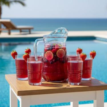 Imagem de Athena Conjunto Jarra 1l E 6 Copos 250ml Vidro Com Tampa - Hauskraft