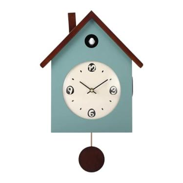 Imagem de Ioensy Relógio Cuco com Pêndulo e Toque, Volume Ajustável, Ideal para Sala de Estar, Cozinha, Ano, Quarto, Família e Amigos, Azul Pavão