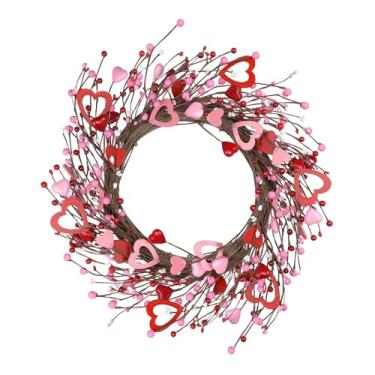 Imagem de Generic Guirlanda artificial de corações para porta de entrada, decoração de casa, Ano, 40 cm, Dia dos Namorados, para lareira, escritório, festa,