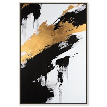 Imagem de Art Remedy Arte de parede de folha dourada em tela brilhante Strikes, moldura prateada, 40,6 cm x 61 cm
