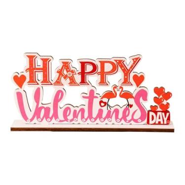 Imagem de predolo Centro de mesa de madeira para o Dia dos Namorados, presente, bandeja de vários andares para decoração de lareira, casamento, mesa de jantar, estilo, Feliz