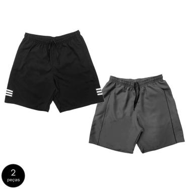 Imagem de Kit 2 Shorts Black Bear Bermudas Básicas Tactel Liso Lisa Masculina Casual-Masculino