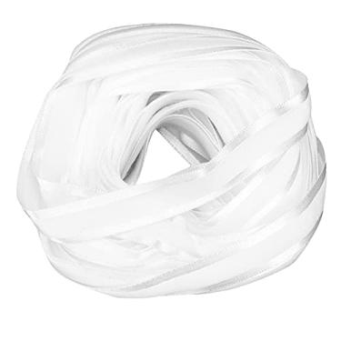 Imagem de Fitas de tecido macio elástico gorgorão decorativo DIY fita artesanal para festa de casamento embrulho flores artesanais acessórios para cabelo poliéster 10 jardas 0,6 polegadas (cor branca 4)