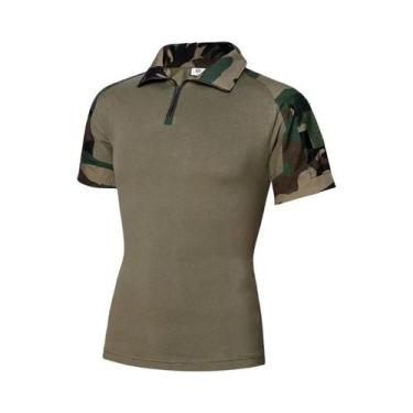 Imagem de Camisa Tática Masculina De Secagem Rápida Em Camuflagem, Manga Curta, 