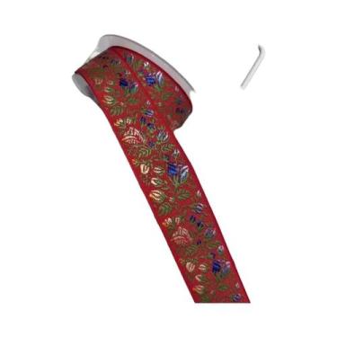 Imagem de Fita Decorativa Vintage Com Padrão Floral De Folhas, 25cm/3cm De Largu
