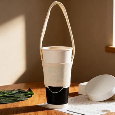 Imagem de Bolsa para copo de café com alça atenciosa, suporte de garrafa de água para mulheres, homens, trabalhadores, reutilizável, portátil, garrafa de água, para caminhadas, ciclismo, caminhada, porta-copos