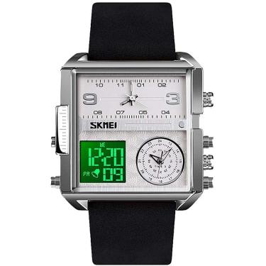 Imagem de Relógio esportivo SKMEI, relógio de pulso analógico de quartzo LED, cronômetro com vários fusos horários