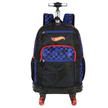 Imagem de Mochila Com 4 Rodas Escolar Grande Espaçosa Bolsa Hot Wheels-Masculino