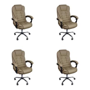 Imagem de Kit 4 Cadeiras Escritório Presidente Reclinável Ergonômica