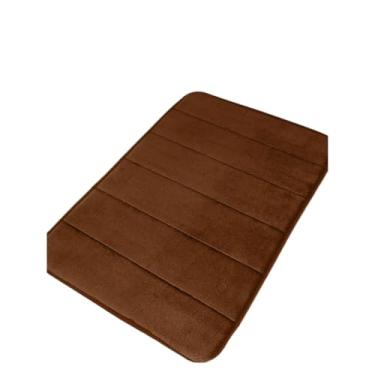 Imagem de Tapete absorvente macio de microfibra antiderrapante para cozinha ou banheiro e quarto(listrado café marrom)