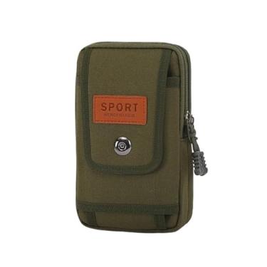 Imagem de TIOYW Bolsa de cintura para uso ao ar livre, pochete masculina de 16,5 cm, bolsa de telefone, acampamento, caça, tática, bolsa de trabalho unissex, Verde, One Size