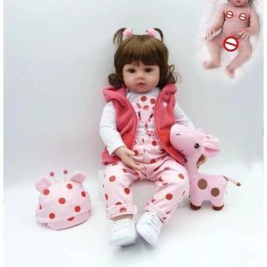 Imagem de Bebê Briana Boneca Realista Pode dar Banho 48CM Girafinha Anjos e Bebê