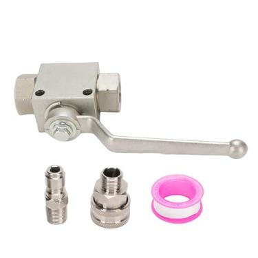 Imagem de FTVOGUE Kit de Válvula Esférica de Arruela de Alta Pressão de Aço Inoxidável 4500 PSI 3/8 Polegada Válvula de Esfera de Arruela Elétrica de Conexão Rápida para Tarefas de Limpeza