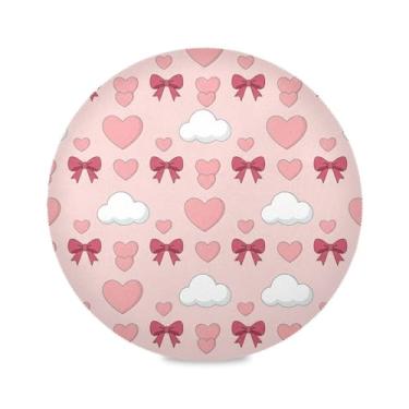 Imagem de Wassud Jogo americano com laços nuvem corações tapetes de mesa redondos para cozinha e jantar tapetes laváveis resistentes ao calor decoração de mesa 39 cm