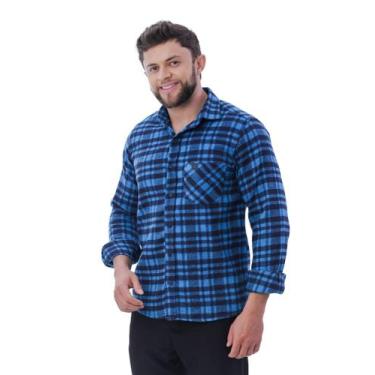 Imagem de Camisa Masculina Amil Comfort Xadrez Manga Longa Flanelada Com Bolso 1
