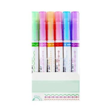 Imagem de Conjunto De Canetas Marcadoras Em Forma De Flor Kawaii 6 Peças Com Pon