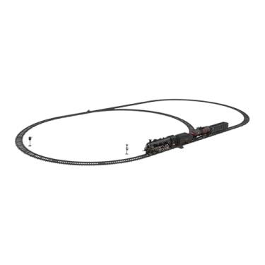 Imagem de KiBcsLic a vapor de brinquedo com luzes de fumaça, sons e trilhos, conjunto de elétrico para presente de aniversário ou festa, Preto