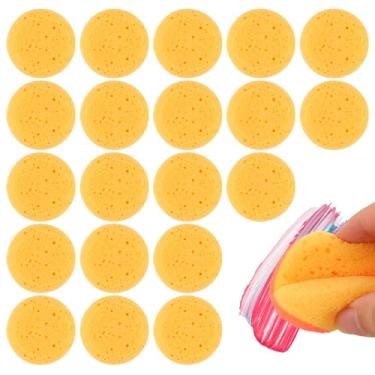 Imagem de 20 esponjas redondas de cerâmica para argila e pintura - esponjas sintéticas duráveis de 7 cm, esponja de argila de cerâmica elástica, esponja de sabão de absorção de água de limpeza redonda para