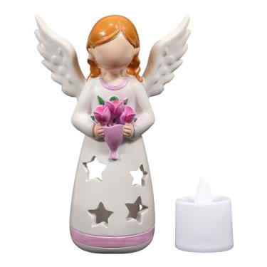 Imagem de Candeeiro De Vela - Estátuas de Anjo com Decoração de Vela LED,Estátua Decorativa Para Decoração De Casa Para Aniversário Natal E Dia Das Mães