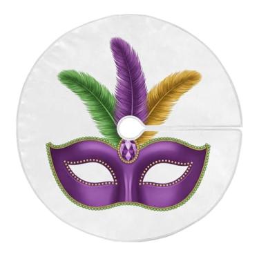 Imagem de ATTX Saia de árvore com máscara de carnaval de 118 cm – decoração festiva para festas de ano novo e carnaval #222