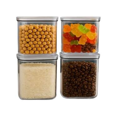 Imagem de Kit 4 Potes Herméticos 480ml Armazenar Alimentos Mantimentos Acrílico Super Vedação