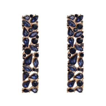 Imagem de Brincos femininos de cristal para noivas – Joias brilhantes com strass para casamentos, festas e eventos noturnos, Metal, Sem pedra preciosa