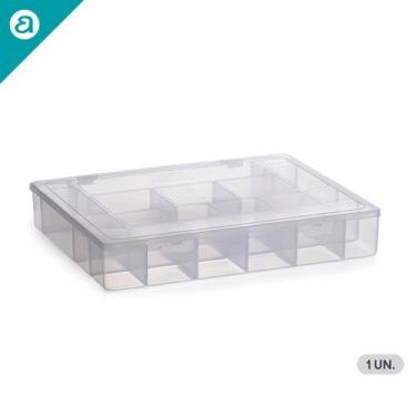 Imagem de Caixa Organizadora Grande 20 Divisórias Plástico Tampa Transparente Mu