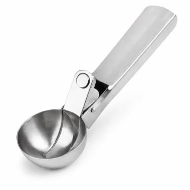 Imagem de Colher de Sorvete em Aço Inoxidável Durável com Ejetor de Bola de Sorvete - Pegador com Ejetor para Servir Bola de Sorvete, Bola de Açai e Sobremesa - Utensílio para Cozinha