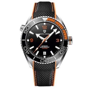 Imagem de Relógio Masculino Pagani Design Automático NH35 Relógio Mecânico Bisel de Cerâmica Aço Inoxidável 100 m Impermeável Mergulho Pulseira Esportiva Data Luminosa Relógio Luxo Pulseira de Borracha, Fita