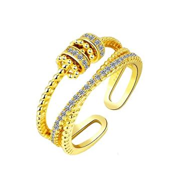 Imagem de Anel fidget To My Daughter Anéis para alívio da ansiedade para filha Spinner Fidget Rings para mulheres adolescentes anel ajustável aberto para filha presente para filha, Metal não precioso, Zircônia cúbica