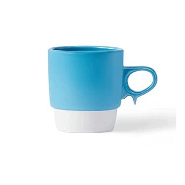 Imagem de Xícara de café moderna de cerâmica simples de 280 ml requintada xícara de chá da tarde design criativo copo de escritório utensílios para bebidas (azul)