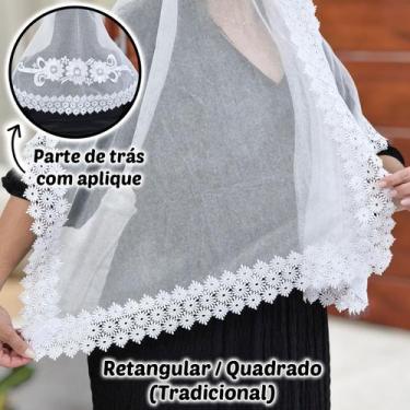 Imagem de Véu Ccb Congregação Cristã Aplique Floral Renda Guipir Adulto (modelo 