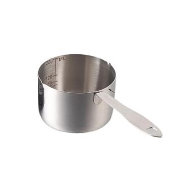 Imagem de Molheira, 400 ml/600 ml/1000 ml, colher de medição de aço inoxidável, panela pequena, colher de café, ferramenta de cozimento com copo de medição graduado, jarro de leite (prata, grande)