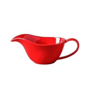 Imagem de Molho de cerâmica de alta qualidade para alimentos ocidentais, salsicha, café, com copo de leite, utensílios de mesa, barco, copo de suco, tigela de molho, jarro de leite (vermelho)