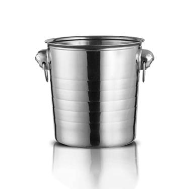 Imagem de Recipiente de gelo balde de gelo champanhe balde de gelo com alça montada em anel refrigerador de vinho de aço inoxidável para bar de coquetel cerveja vinho tinto bebidas festa, gelo congelado por