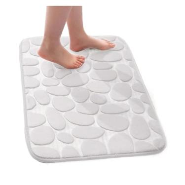 Imagem de Tapete de banho, tapete macio, confortável, para banho, absorção rápida de água, lavagem à máquina, tapetes de chão de casa de banho (branco, 40 x 60 cm (15,7 x 23,6 pol))