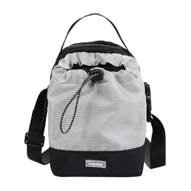 Imagem de Bolsa tiracolo unissex multifuncional de grande capacidade com alça de ombro ajustável com suporte para garrafa de água para caminhadas ao ar livre e viagens, Branco, Casual