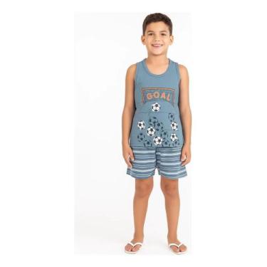 Imagem de Pijama Infantil Menino Regata + Short - Futebol, Listrado - - ALUNE CU