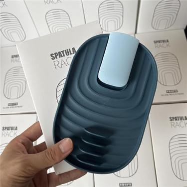 Imagem de 1 organizador de cozinha dobrável tudo em um suporte de utensílio com rack de drenagem para pauzinhos suporte de parede de bancada, azul