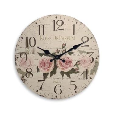 Imagem de KEG801302 Relógio de parede moderno para sala de estar, cozinha, decoração de casa, relógio de quartzo silencioso relógio de parede de madeira padrão vintage (excluindo bateria) decoração (12