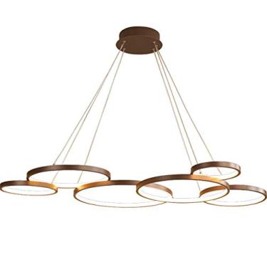 Imagem de Luminária pendente LED moderna, dimerizável e com controle remoto. Luminária pendente com altura ajustável, lustre para sala de estar, sala de jantar, escritório e quarto. 88WSixrings