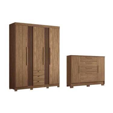 Imagem de Guarda Roupa 2 Peças (1guardaroupa+1cômoda) Qc254 Jatobá - Santos Andirá