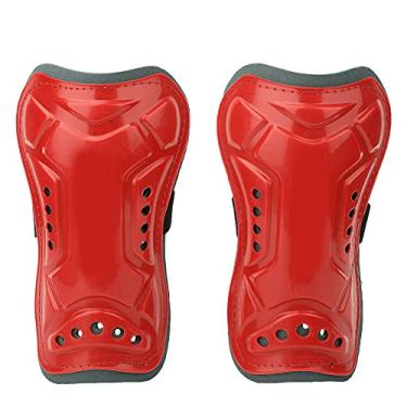 Imagem de Caneleiras de futebol Protetor de pernas de futebol Caneleiras com absorção de impacto de alta densidade Alça ajustável Esponja EVA confortável Design respirável para crianças (Red)