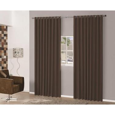 Imagem de Cortina Para Sala Em Tecido Semi Blackout Marron 4,00X2,50