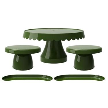 Imagem de Kit Boleira Festa Plus com Mini Cakes e Bandejas – Kit Decoração Mesa Elegante para Festa Aniversário e Casamento(VDO - VERDE OLIVA)