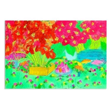 Imagem de Walasse Ting Wall Art Rose Garden Impressão em tela giclée de famosa pintura abstrata colorida presente para decoração de quarto de banheiro moderno 105 x 70 cm (41 x 28 polegadas) pôster