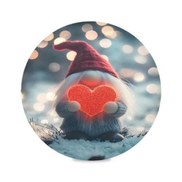 Imagem de STAYTOP Jogo americano redondo de gnomo fofo de Natal 6 peças, tapetes de mesa antiderrapantes fáceis de limpar para decoração de mesa de festa de churrasco em casa